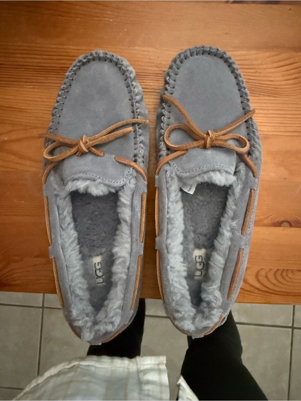 UGG Gray Shearling Lined Slippers